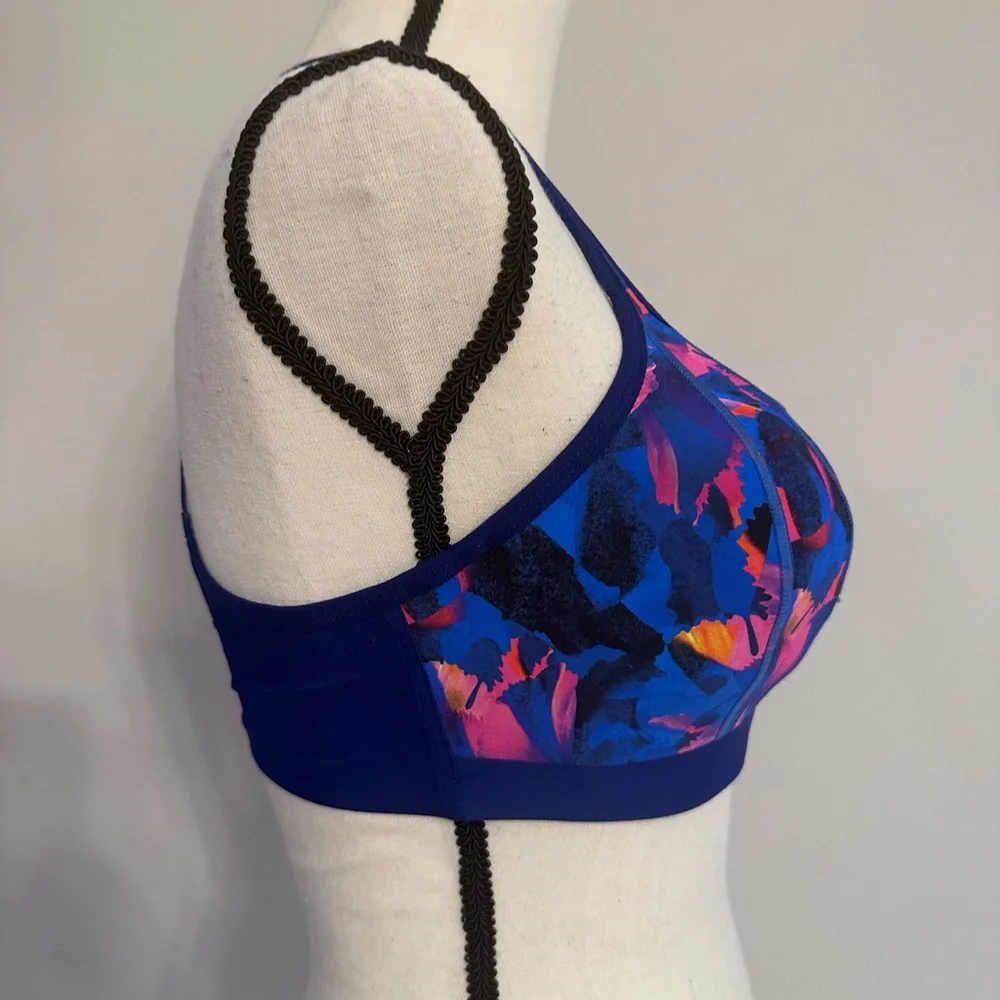 Panache Underwired Racerback High Impact Sport Bra Royal Blue Print 32E UK - Picture 2 of 9